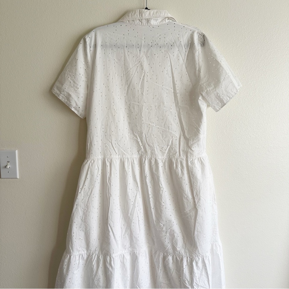 COS White Embroidered Dress with gathered panels 12 - Picture 7 of 12
